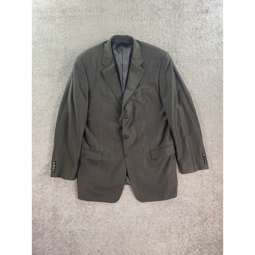 Hickey Freeman Suit Jacket 44 L Taupe Wool Windowpane Loro Piana Italy Luxury